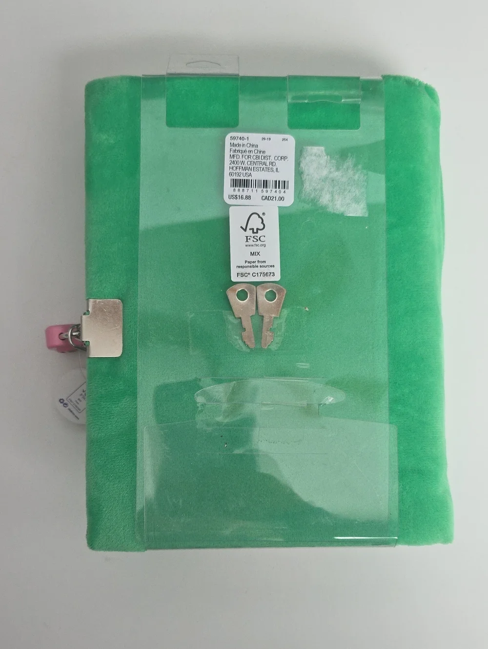 Diary With Lock - Plush Green Frog Kitten with Strawberry Milk Noteboom